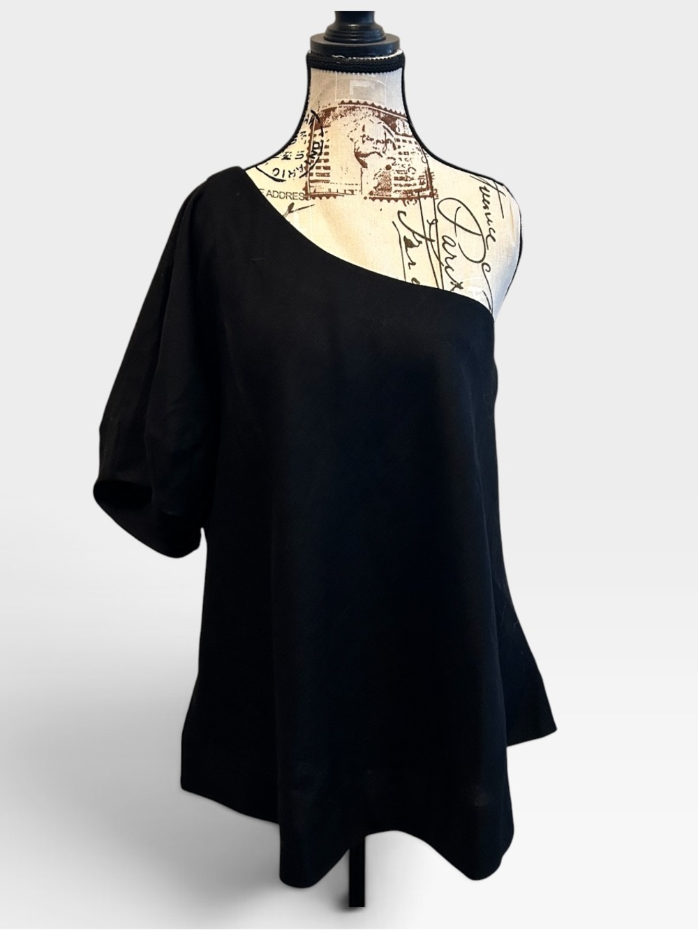 NWT Banana Republic Black Linen One-Shoulder Tunic Top Size Large